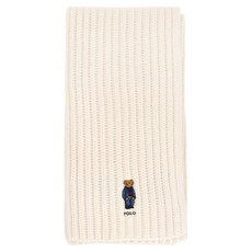 POLO RALPHLAUREN 素色丹寧熊羅紋針織圍巾