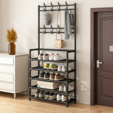 Y-Hop 外套架鞋子收納一體式衣架 5層升級款, 黑色