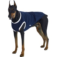 LuckyPetter 狗狗撞色滾邊無袖T恤, 1個, 海軍藍 + 白色