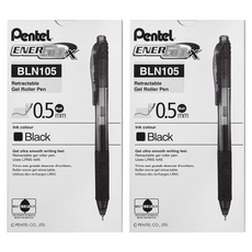 펜텔 에너겔 볼펜 0.5mm BLN105P-A, Black, 2세트