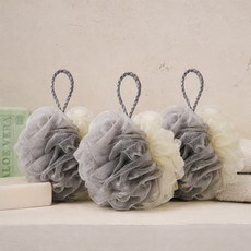 리빙메이커 홈 파스텔 왕볼 투톤 샤워볼 50g, 3개, 1개입, 화이트 + 그레이