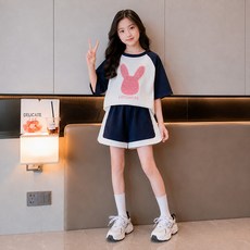 Starbean 女童兔子印花夏季套裝