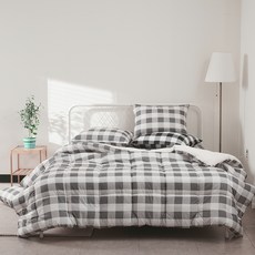 PURE IS ROOM 經典珍妮格紋微水洗薄被, 灰色