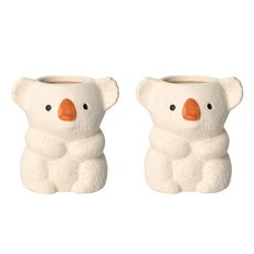 Anplant 多功能無尾熊造型花盆 2入, 米色