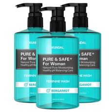쿤달 퓨어 앤 세이프 여성청결제 베르가못향, 300ml, 3개