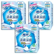 SOFY 蘇菲 清新涼感清涼薄荷護墊, 17.5cm, 22片, 3包