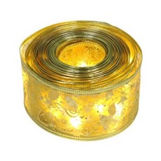 aibo 聖誕LED緞帶銅線燈 5米50燈 暖光 電池款, 金色, 1條