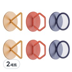 한봄누리 엔틱 벽걸이 후크 다용도 벽 고리 3종 x 2p 세트, 퍼플, 오렌지, 옐로우, 2세트