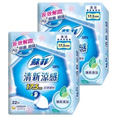 SOFY 蘇菲 清新涼感清涼薄荷護墊, 17.5cm, 22片, 2包