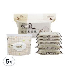 베베솜 무표백 순면 아기 건티슈 10매x3p + 20매x2p + 100매 + 지퍼백, 60g, 170매, 5개