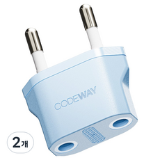 코드웨이 돼지코 220V 변환 유럽형 플러그, 43mm, 블루, 2개