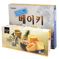 크라운 베이키 뉴욕 치즈 케이크 170g + 로얄패밀리 파인애플케익 184g, 1세트