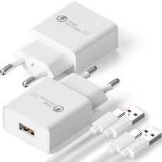 Seoga Quick Charge USB 快速充電器 18W QC3.0 + Type-C 充電線 1.5m, 白色, 2個