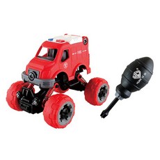 歡樂迪 消防車 DIY拆裝迴力車, 紅色, 1個