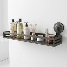 한봄누리 흡착식 욕실 일자 무타공 선반, 다크그레이, 1개