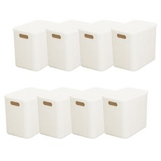 올유리빙 팬트리 수납함 뚜껑형, 화이트, 특대형(27 x 37 x 32 cm), 8개