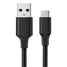 UGREEN 綠聯 USB-A-USB-C/Type-C 快充傳輸線 升級版, 25cm, 黑色, 1條
