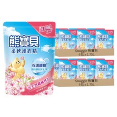 熊寶貝 柔軟護衣精 補充包 7合1護衣配方 親膚柔軟 有效抑制細菌 去除靜電 含有消臭成分 含天然櫻桃花香, 1.75L, 12包