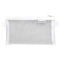 Hechooses 簡約網狀筆袋 透明可視 一袋多用, 白色, 1個