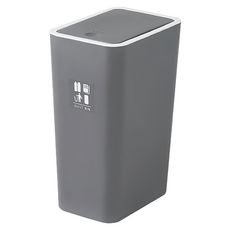 Nature Living 按壓式垃圾桶, 附贈DIY貼紙, 一鍵式開關, 內部有垃圾袋固定環, 15.5 x 22 x 33cm, 灰色