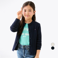 Tommy Hilfiger 兒童迷你麻花圓領開襟衫
