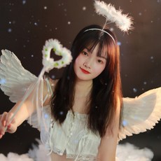 Elsso 女性用萬聖節角色扮演天使惡魔翅膀套組