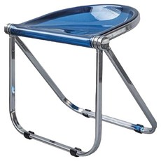 KUIBAO 快豹生活 中古MCM透明折疊凳, 1個, 透明萊茵藍色/銀色框