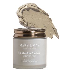 [純素保養] MARY&MAY 積雪草茶樹舒緩水洗式面膜 125g, 1入, 1個