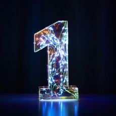 아트조이 LED 홀로그램 레터링 파티용품, 숫자1, 1개