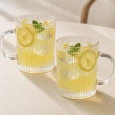 잇어스 플루티드 내열 유리 머그컵 360ml, 투명, 4개