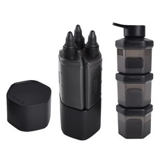 Awada Truly House 戶外露營調味分裝組 疊疊罐3個+擠擠罐3個 極黑款 露營調味好幫手, 1組