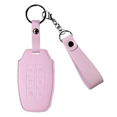 오시에나 자동차 가죽 스마트 차키케이스 스프링 키홀더, 라벤더, 현대K타입(6버튼)