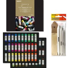MUNGYO 手工粉彩蠟筆 60色款 MPHM-60+工具筆 4入+砂紙 12入組, 1套, 混合顏色