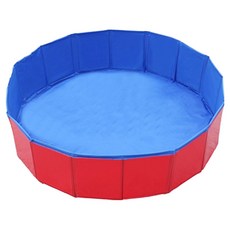 摩達客 寵物折疊式PVC防滑小泳池 洗澡盆/浴盆 30 x 10cm, 1個, 紅色 + 藍色