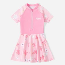 Yubli女童款雲朵花朵連身泳衣