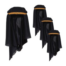 派對用品 阿拉伯帽, 黑色, 4個