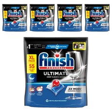 finish 多合一洗碗機專用清潔錠 55顆, 5袋, 709.5g