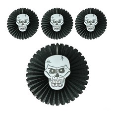 派對用品 紙質圓形吊飾 4入, 骷髏