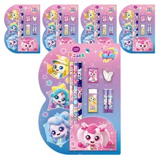 STUDIO EIGHT Catch Teenieping第5季文具組 鉛筆 3支+鉛筆蓋 2個+橡皮擦+握筆器+迷你削鉛筆器, Heartsping, 5組