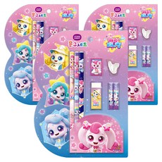 STUDIO EIGHT Catch Teenieping第5季文具組 鉛筆 3支+鉛筆蓋 2個+橡皮擦+握筆器+迷你削鉛筆器, Heartsping, 3組