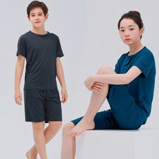 키스포 아동용 냉감 통기성 쿨 원단 아이스 실내복 2종 트레이닝 상하의 세트