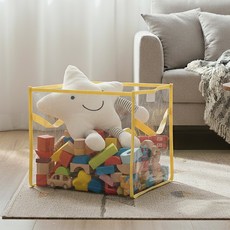 諾諾 PVC 安全玩具收納箱, 透明黃色方形, 1個