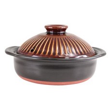 GINPO 銀峯 陶器 萬古燒菊花鍋 飴 6號(1人用) 褐色 0.85L, 19cm, 1個