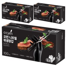 오런 니트릴 위생장갑 100P, 블랙, 대(L), 3개