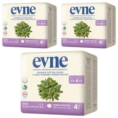 evne Organic夜用褲型衛生棉, 4入, 3個, 中型