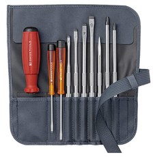 PB SWISS TOOLS 十字及一字螺絲起子9支組, 組裝維修工具組, 高精密度, 凹凸面軟柄握把, 多色收納袋, 1組