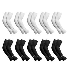 Dear Skin 防紫外線手指涼感袖套, 白色+黑色, 10套