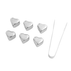 不銹鋼冰塊 6p + 盒子 + 夾子套組心, 1套