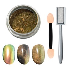 2合1美甲專用貓眼粉+磁鐵棒, 棕色（粉）, 1套