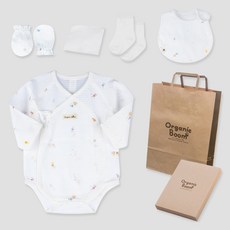 Organic Boom 嬰幼兒用 藍蛇年 屬蛇 新生兒連身衣 + 圍兜 + 防抓手套 + 襪子 + 手帕 + 盒子 + 購物袋 套組 夏季用